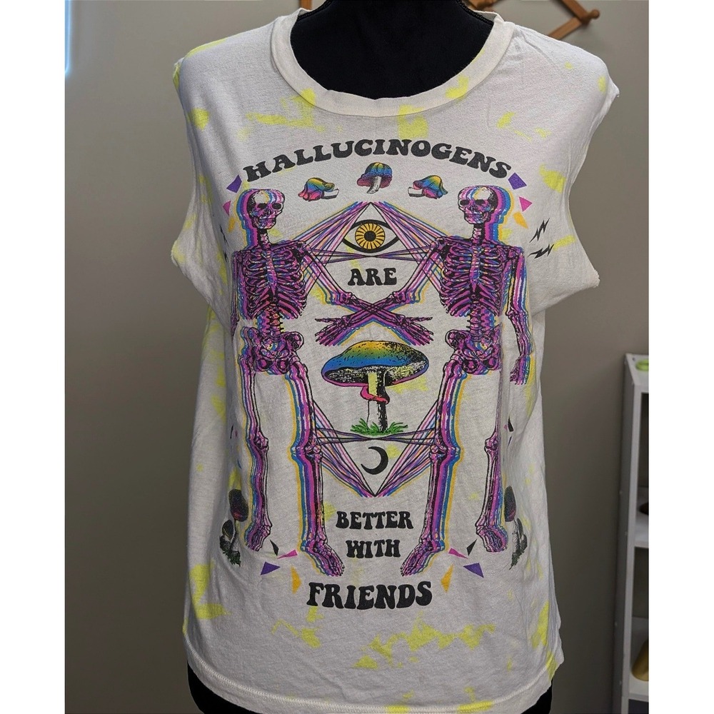 Truly Madly Deeply Hallucinogens Are Better With Friends Skeleton Tank Top L